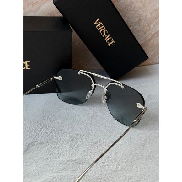 NEW Versace VE2296 Aviator Sunglasses in Silver Grey main image 5